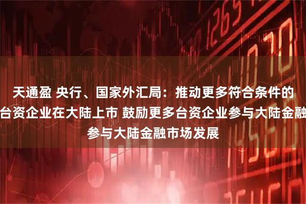 天通盈 央行、国家外汇局：推动更多符合条件的在闽优质台资企业在大陆上市 鼓励更多台资企业参与大陆金融市场发展